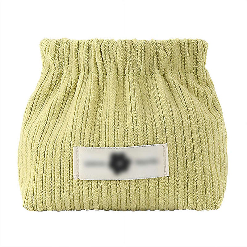 Corduroy Elastic Storage Bag, Mini Travel Cosmetic Bag, Portable Makeup StorageBag Hair Tie Organizer Storage Clutch, Cute Hair Clips Jewelry Organizer for Women (Green 1pcs-A) - Image 1